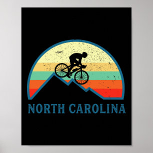 Bike Carolina North Mountain Biking Retro Mtb Mout Poster