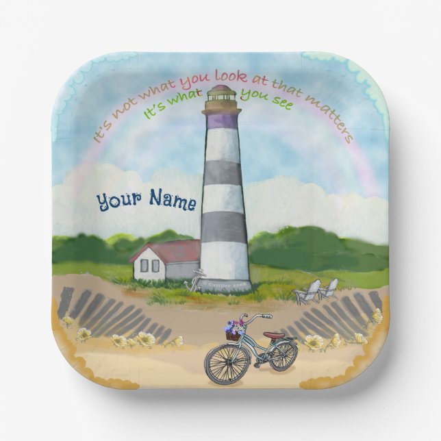  Bike Choice lighthouse  Paper Plate (Front)