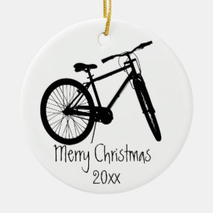Bike Cycle Biking Biker Black Silhouette Ceramic Ornament