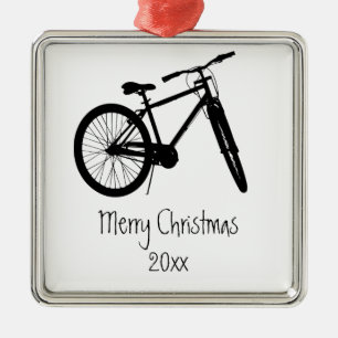 Bike Cycle Biking Biker Black Silhouette Metal Ornament