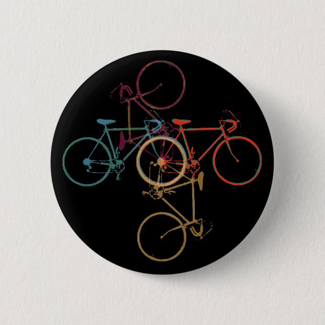 bike - cycling pattern 6 cm round badge (Front)