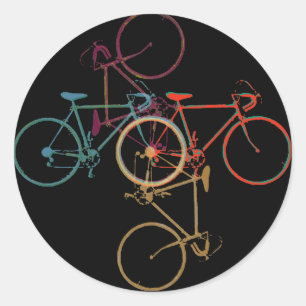 bike - cycling pattern classic round sticker