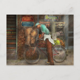 Bike - Delivering groceries 1938 Postcard