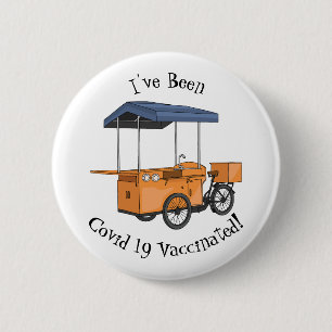 Bike food cart cartoon illustration 6 cm round badge