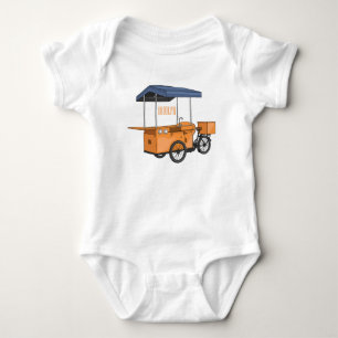 Bike food cart cartoon illustration  baby bodysuit