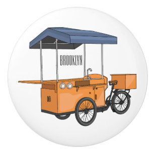 Bike food cart cartoon illustration ceramic knob