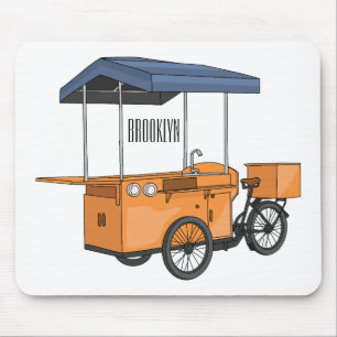 Bike food cart cartoon illustration mouse pad