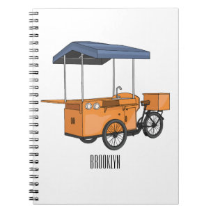 Bike food cart cartoon illustration notebook
