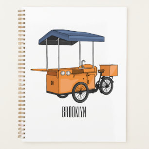 Bike food cart cartoon illustration planner