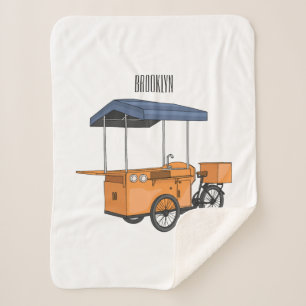 Bike food cart cartoon illustration sherpa blanket