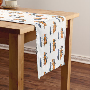 Bike food cart cartoon illustration short table runner