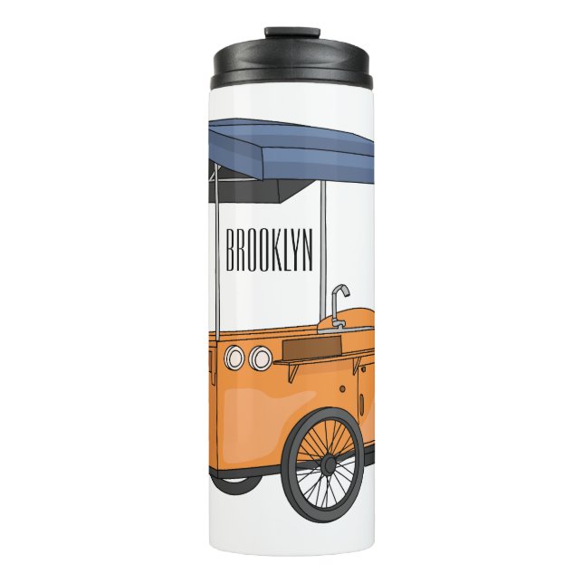Bike food cart cartoon illustration thermal tumbler (Front)