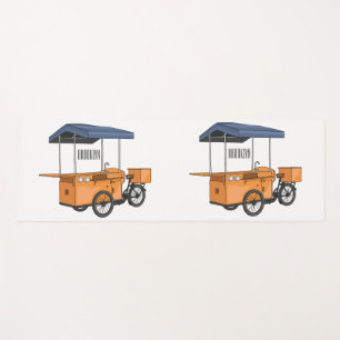 Bike food cart cartoon illustration yoga mat