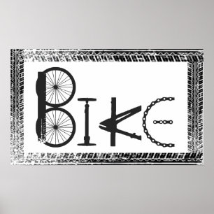 Bike  Graffiti from Bike Parts & Tire Tracks Poster