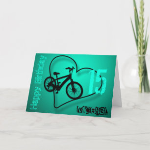 Bike Heart 15th Birthday personalised Greeting C Card
