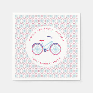 Bike Illustrated Modern Personalised Party Napkin