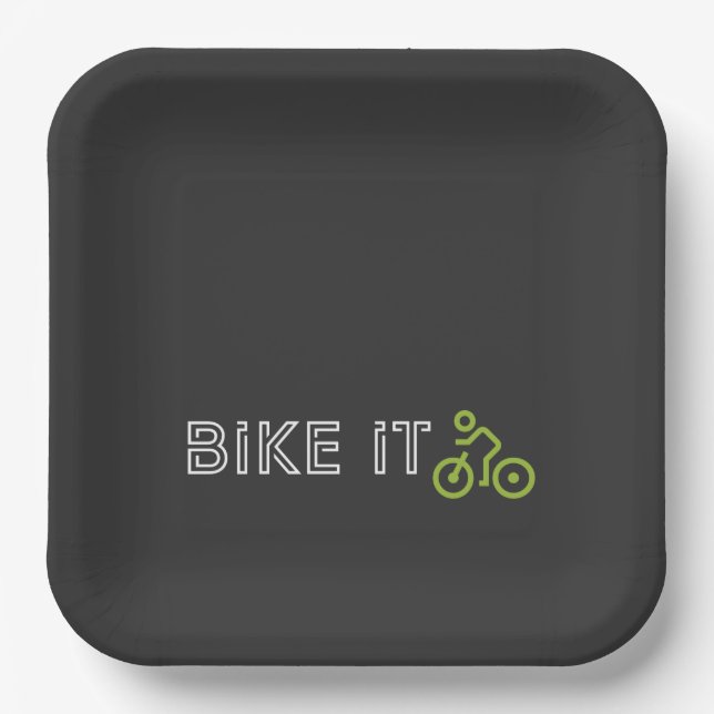 BIKE IT - Green Biking Symbol Paper Plate (Front)