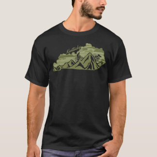 Bike Kentucky State Outline Olive Mountain Biking  T-Shirt