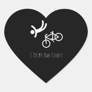 bike lover  - i do my own stunts bmx cycling gift heart sticker