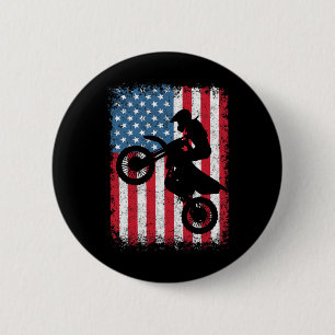 Bike Motocross Biker American Flag 4th Of July Boy 6 Cm Round Badge