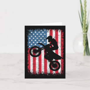 Bike Motocross Biker American Flag 4th Of July Boy Card