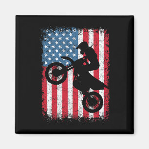 Bike Motocross Biker American Flag 4th Of July Boy Magnet