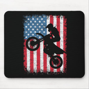 Bike Motocross Biker American Flag 4th Of July Boy Mouse Pad