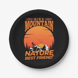 Bike Mountain Nature Is Best Friend Paper Plate