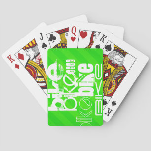 Bike; Neon Green Stripes Playing Cards