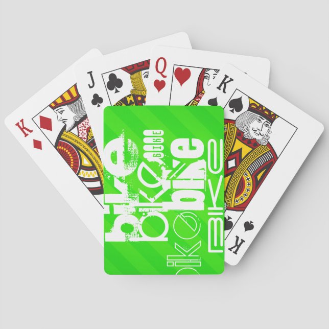Bike; Neon Green Stripes Playing Cards (Back)