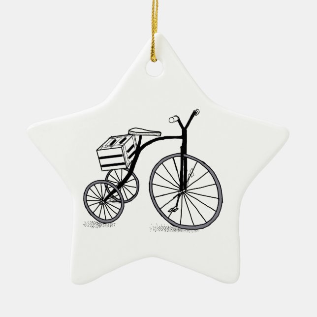 Bike on 3 wheels ceramic tree decoration (Front)