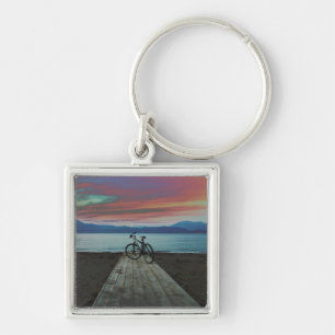 Bike On Pier Greece Key Ring
