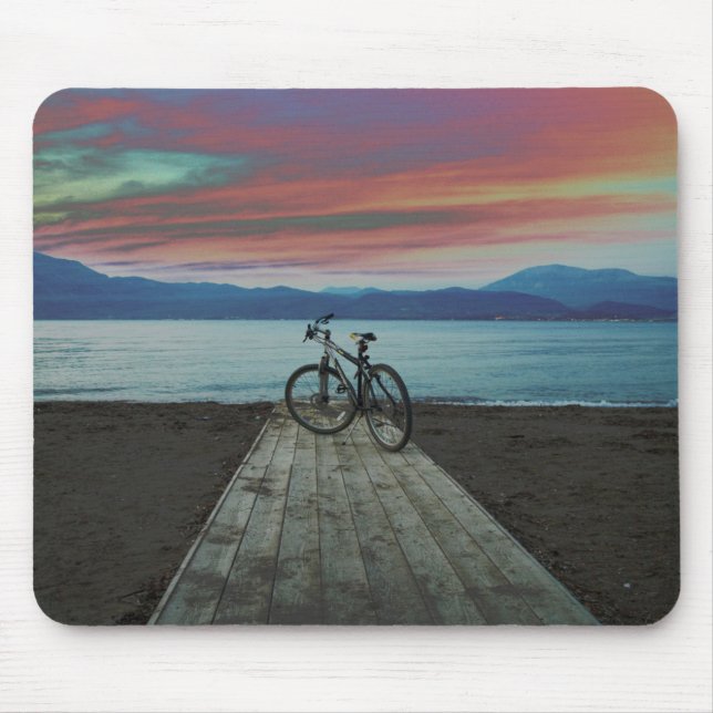 Bike On Pier | Greece Mouse Pad (Front)