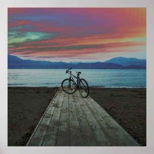Bike On Pier Greece Poster