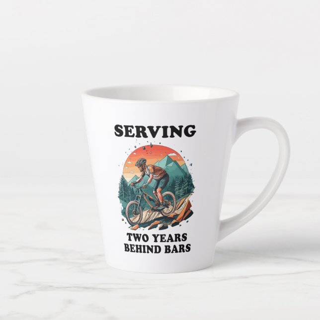 Bike Riders SERVING Two Years Behind Bars Latte Mug (Right)