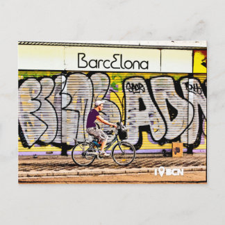 Bike riding on Barcelona, Spain Postcard