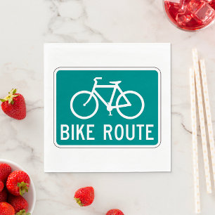 Bike Route Sign Bicycle Napkins