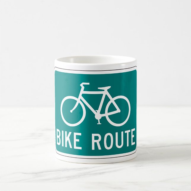 Bike Route Sign Cycling Path Bicycle Trail  Coffee Mug (Creator Uploaded)