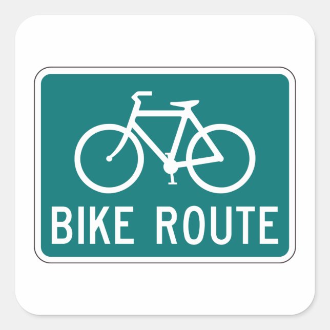 Bike Route Sign Cycling Path Bicycle Trail  Square Sticker (Front)