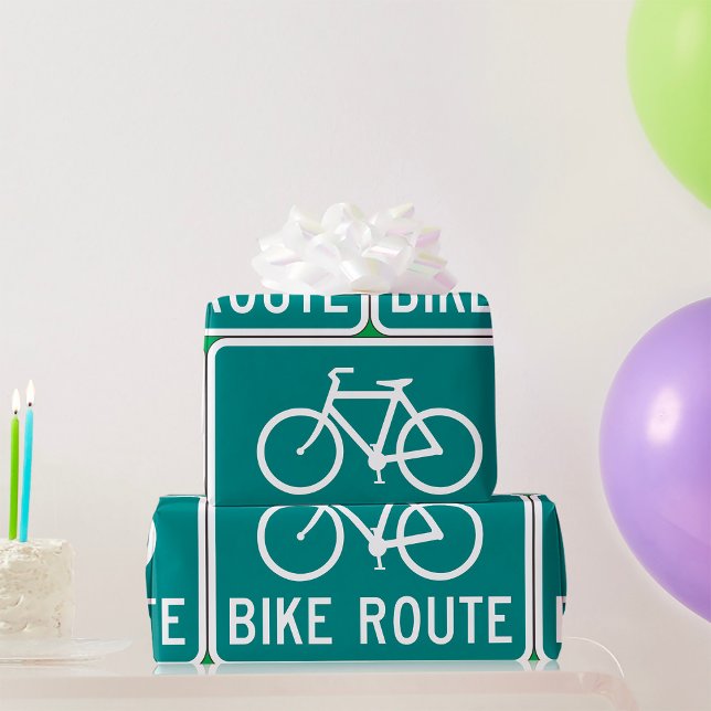 Bike Route Sign Cycling Path Bicycle Trail  Wrapping Paper (Creator Uploaded)