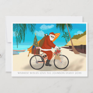 Bike Santa Tropical Island Summer Holiday Card