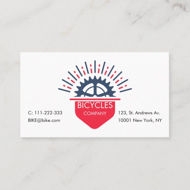 Bike Shop, Repair and Customization Logo Business Card (Front)