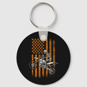 Bike Skeleton Halloween Men Boys Dirt Bike Fan Tee Key Ring