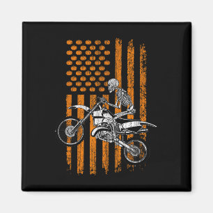 Bike Skeleton Halloween Men Boys Dirt Bike Fan Tee Magnet