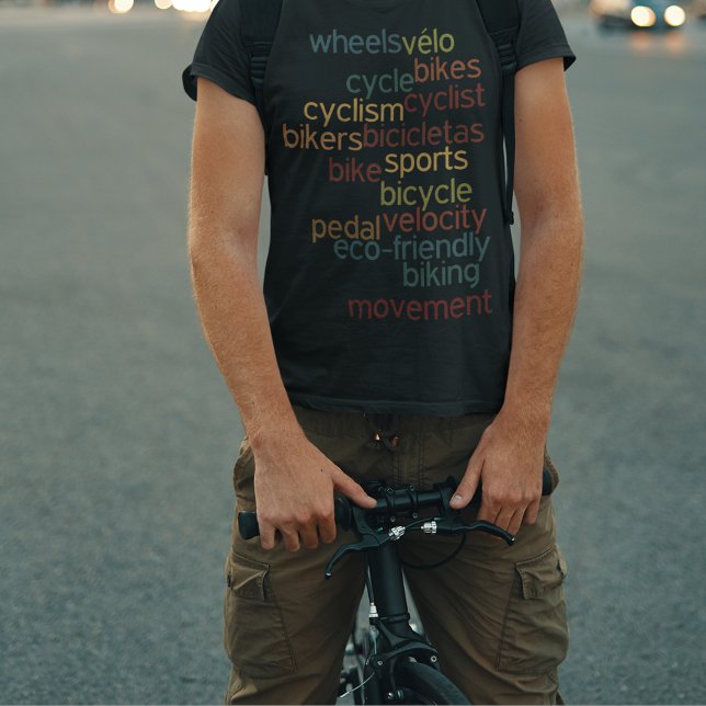 Bike Sport Colour Typography Black T-Shirt (Creator Uploaded)