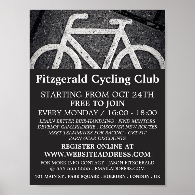 Bike Symbol, Cycling Club Advertising Poster (Front)