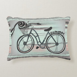 "Bike to the Beach Accent Pillow" Decorative Cushion