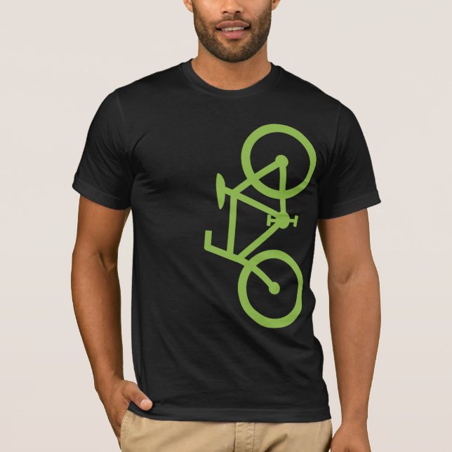 Bike, Vertical Silhouette, Lime Design T-Shirt (Front)