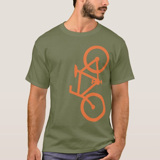 Bike, Vertical Silhouette, Orange Design T-Shirt (Front)