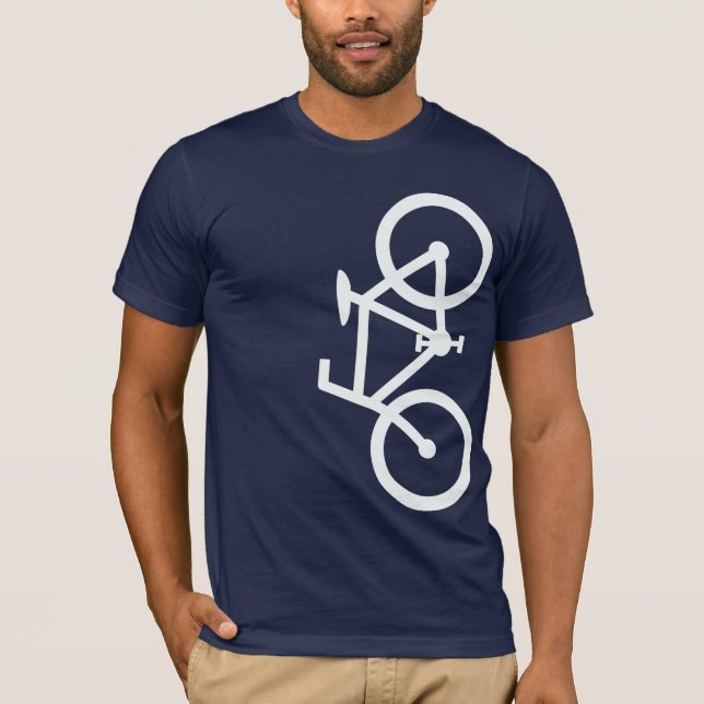 Bike, Vertical Silhouette, White Design T-Shirt (Front)